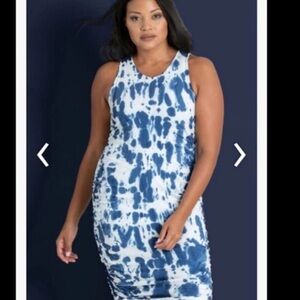 Peach Yumi Tye Dye Dress Active Tie Dye Blue White Beach P1272TX